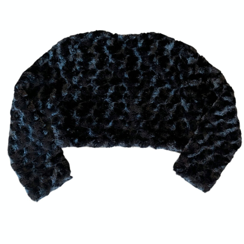 Girls black bolero. Faux fur with lining. Single button. 6X Bonnie Jean